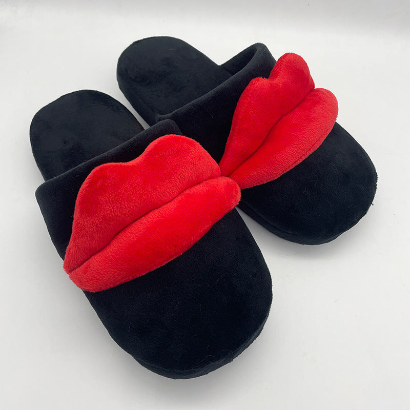 Wholesale Red Lip Plush Slippers